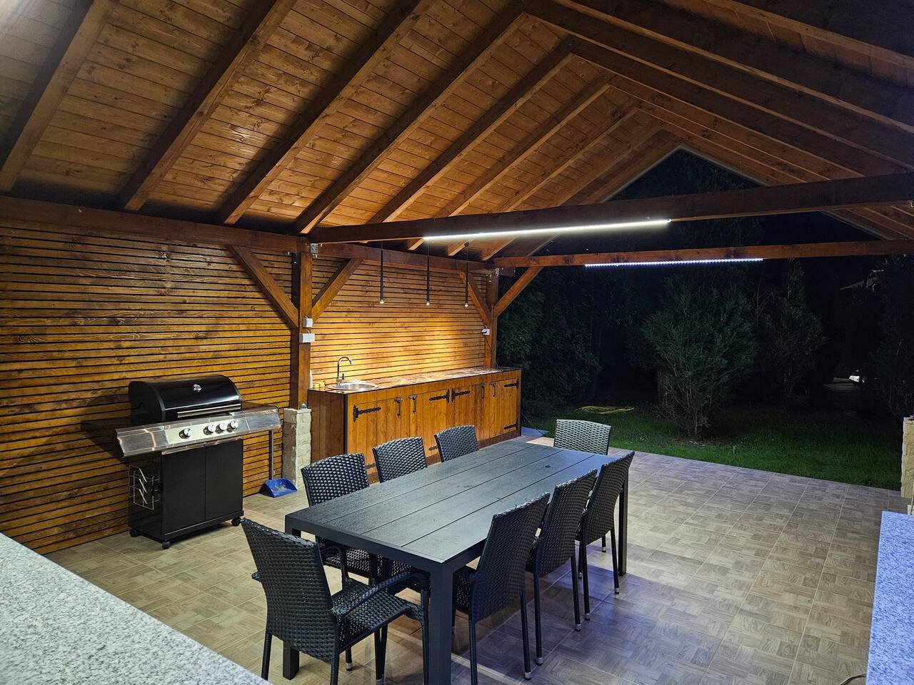 Well-equipped BBQ terrace with grills and dining